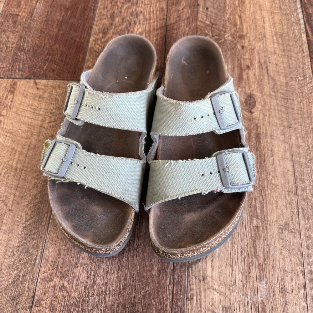 Birkenstock Light Olive Green Two-Strap Sandals